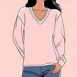 soft-pink V-neck sweater image